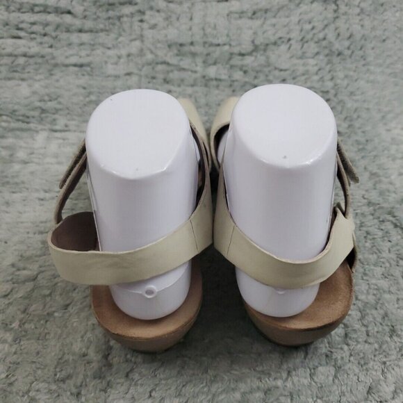 Dansko Wedge Sandals Womens 38 EU 7.5 US Off White Leather Open Toe Slingback - Picture 3 of 9